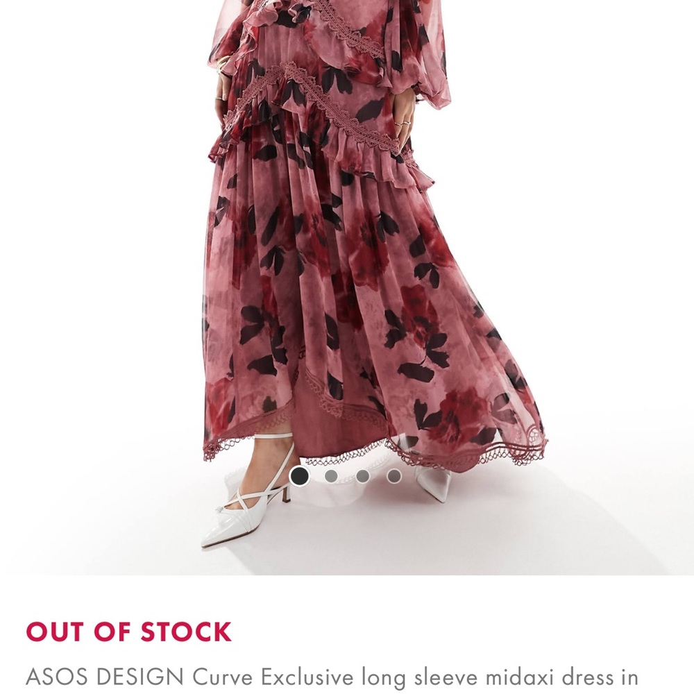ASOS Curve Pink Off-Shoulder Ruffled Maxi Dress